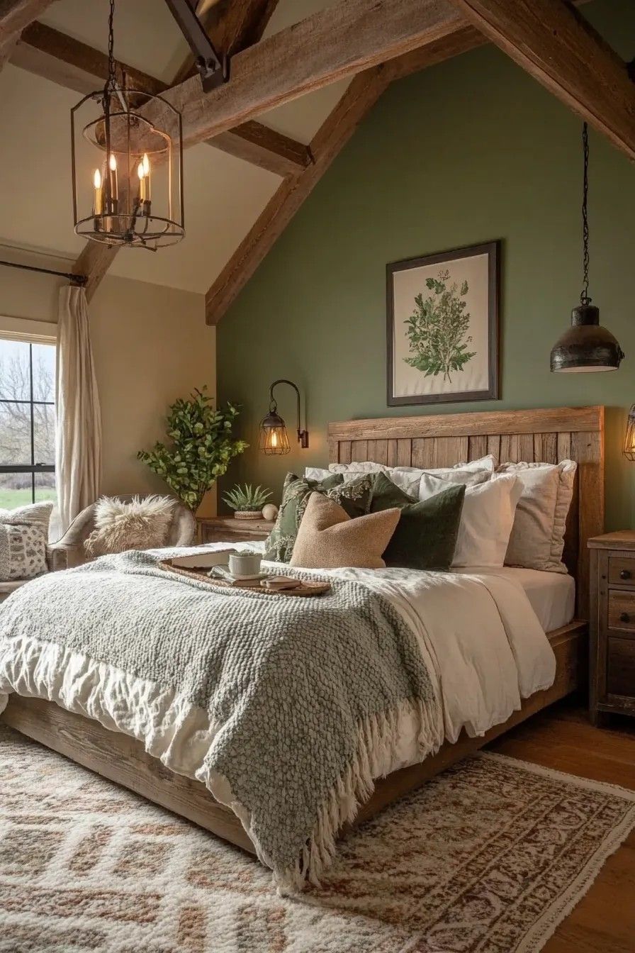 Ferma üslubu (Farmhouse) — Yataq otağı 4